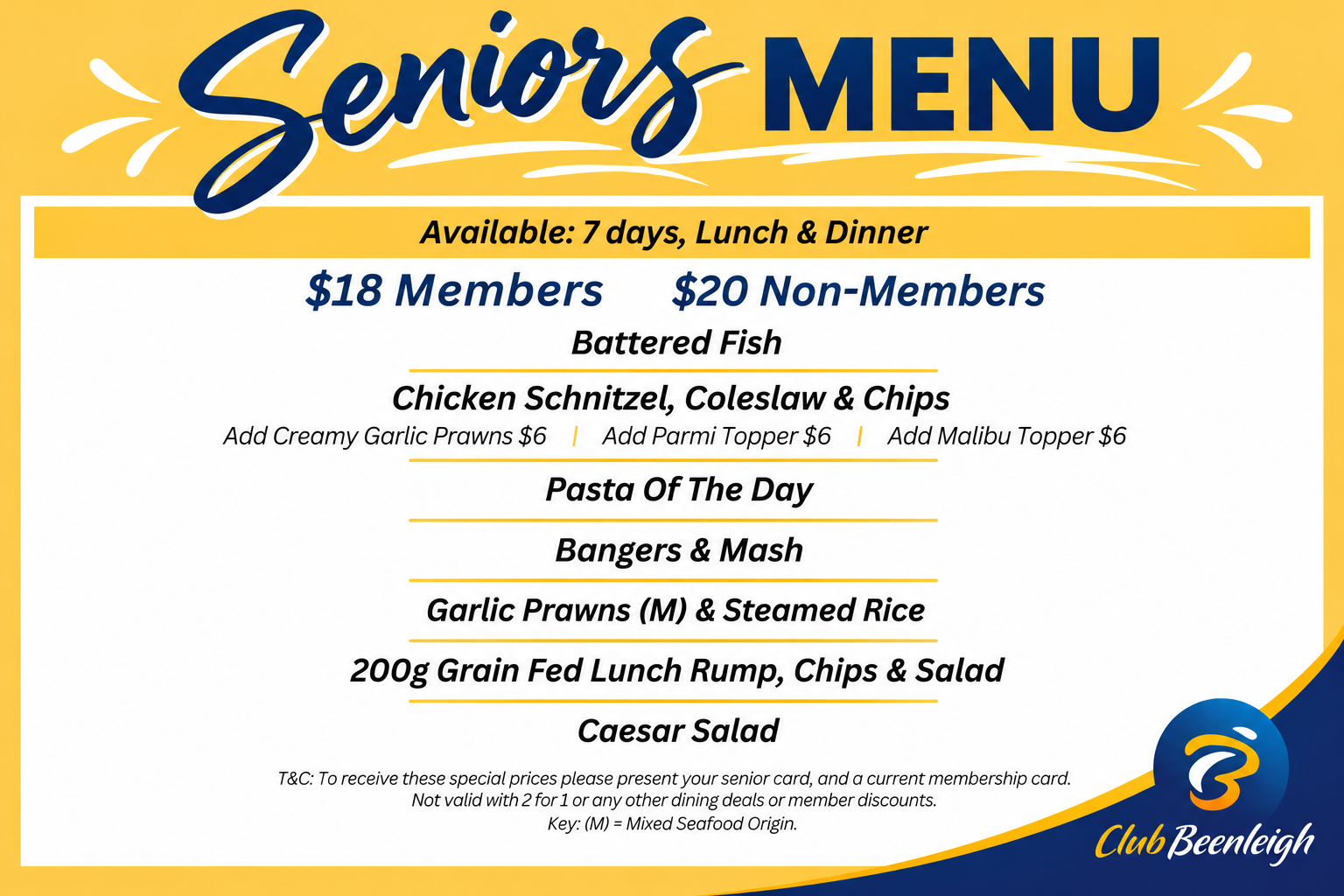 Seniors Menu